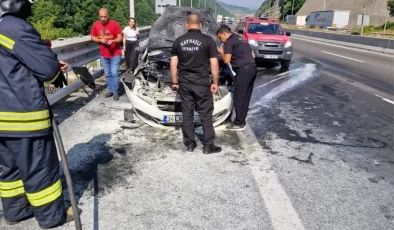 Anadolu Otoyolu Bolu Dağı geçişinde araç yangını