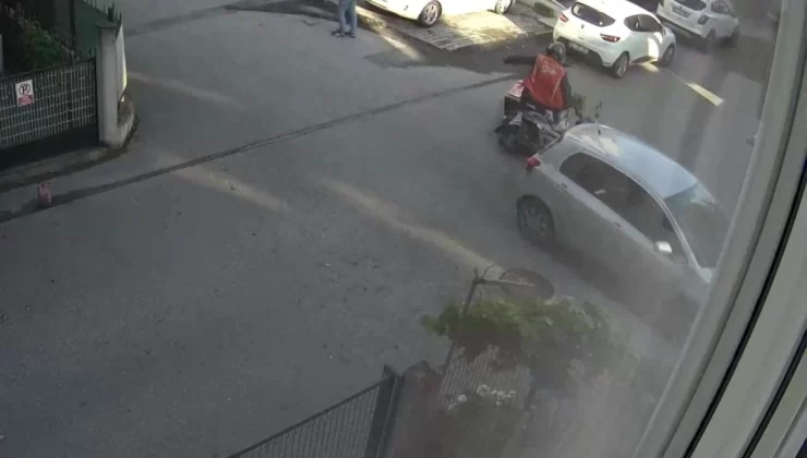 Gebze’de motosikletli kaza anında havaya zıplayarak kurtuldu