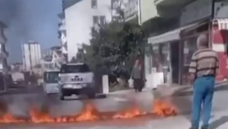 Fındık üreticisi sinir krizi geçirdi! Yol ortasında benzin döküp yaktı