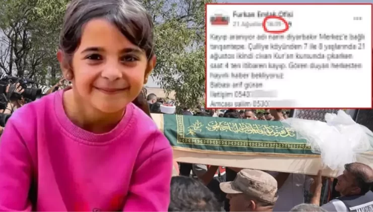 Narin’in kaybolduğu gün paylaşılmış! Aileden kimse bu mesaja açıklık getiremiyor