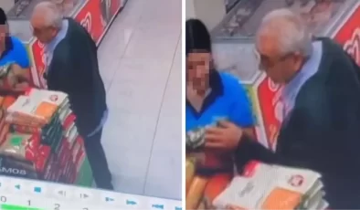 Zincir markette torunu yaşındaki kızı taciz etti! O anlar kamerada